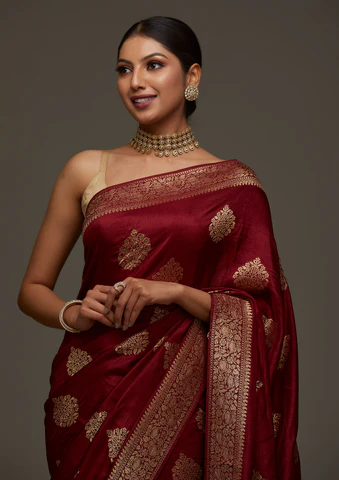 koskii maroon zariwork banarasi designer saree saus0018941 maroon 6 large